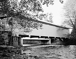 Horse Creek Covered Bridge, Spanning Horse Creek Road at Milepost 1.28, McKenzie Bridge vicinity (Lane County, Oregon).jpg