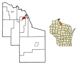 Location of Montreal in Iron County, Wisconsin.