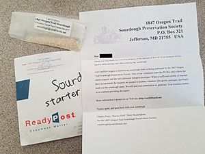 Mailing from the 1847 Oregon Trail Sourdough Preservation Society