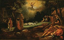 Manner of Abraham Bloemaert - Announcement to the shepherds c1600 FHM01 OS-I-19
