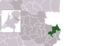 Highlighted position of Dinkelland in a municipal map of Overijssel