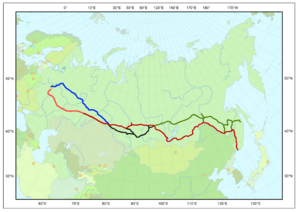 Map Trans-Siberian railway