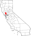 Map of California highlighting Napa County