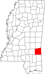 Map of Mississippi highlighting Wayne County