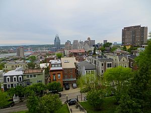Mount Adams streetscape, facing downtown Cincinnati