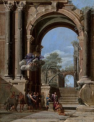 Niccolò Codazzi - Saint Peter Baptizing the centurion and the Arch of Titus