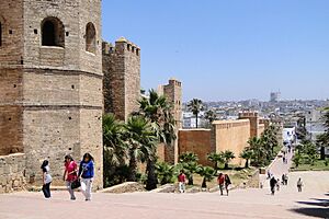 Pedestrians and Kasbah Walls - Rabat - Morocco