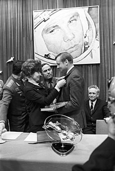 RIAN archive 837790 Valentina Tereshkova and Neil Armstrong