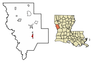 Location of Florien in Sabine Parish, Louisiana.