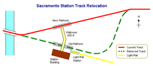 Sacramento Valley Station track relocation map