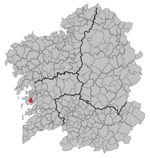 Situation of Meaño within Galicia