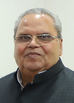The Governor of Jammu and Kashmir, Shri Satya Pal Malik calling on the Union Home Minister, Shri Rajnath Singh, in New Delhi on October 10, 2018 (cropped)