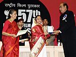The President, Smt. Pratibha Devisingh Patil presenting the Dada Sahab Phalke Award 2009 to Dr. D. Ramanaidu, at the 57th National Film Awards function, in New Delhi on October 22, 2010 (cropped).jpg
