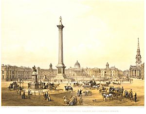 Trafalgar Square, with the National Gallery and St Martin's Church (BM 1880,1113.2810)
