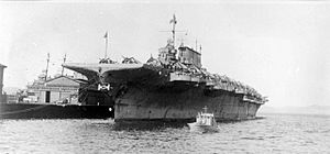 USS Saratoga at Hobart in March 1944