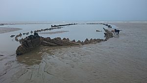 VOC Amsterdam wreck at low tide