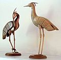 Woodcarvings of cranes