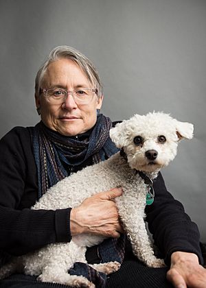 Crosby with her dog in 2016
