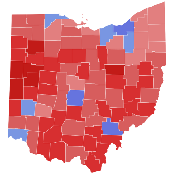 2022 United States Senate election in Ohio results map by county