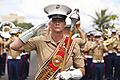 A drum major of the III Marine Expeditionary Forces Band, US Marine Corp