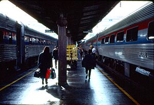 Amtrak trains at Washington Union Station, 1994