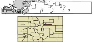 Location of the Town of Foxfield in Arapahoe County, Colorado.