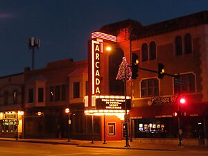 Arcada Theater at night on Christmas day 2021 - St. Charles, Illinois