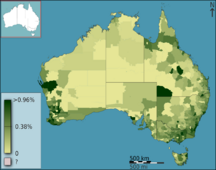 Australian Census 2011 demographic map - Australia by SLA - BCP field 1922 Total Year of arrival 1941 1950