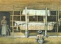 COLLECTIE TROPENMUSEUM Kleurenlitho getiteld Katafalk van het hoofd van Longpoetih TMnr 5795-29