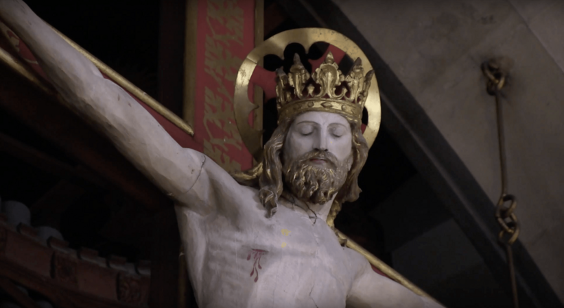 Christ figure on the Abbey Church's Rood Screen at St Augustine's Abbey, Chilworth, UK