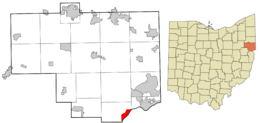 Location of Wellsville in Columbiana County, Ohio.