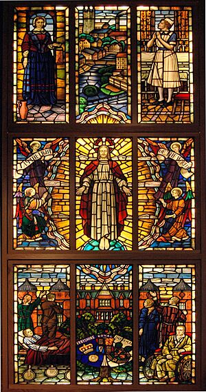 Derby DRI stained glass window at St Peters squared