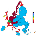EU net budget 2007-2013 per capita cartogram