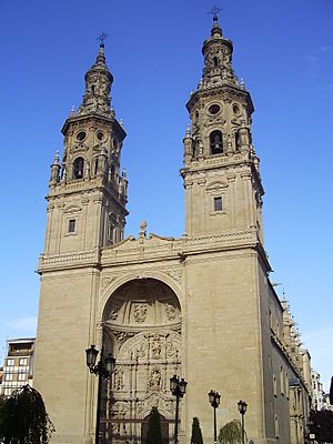 Façade of Santa María de la Redonda in Logroño