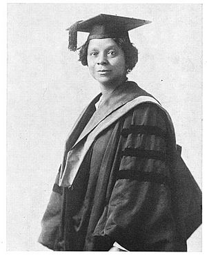 Photograph of Simpson in 1921, wearing academic dress for her graduation from the University of Chicago