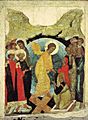 Harrowing of hell from Vasilyevskiy chin (1408, Tretyakov gallery)
