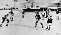 A young Lester Pearson waiting for a pass in an outdoor game