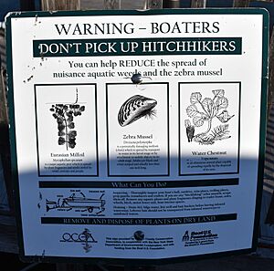 Invasive species sign at Cooperstown boat launch