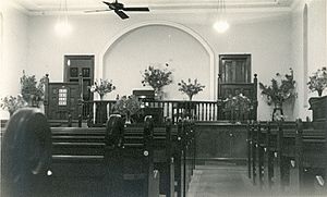 Ipswich Baptist Church interior, 1940s