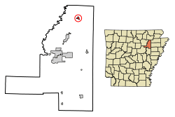 Location of Swifton in Jackson County, Arkansas.