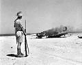 Ju 87 burning near Tobruk 1941