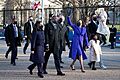 Kamala Harris and her family walk to the White House on Pennsylvania Avenue on January 20, 2021
