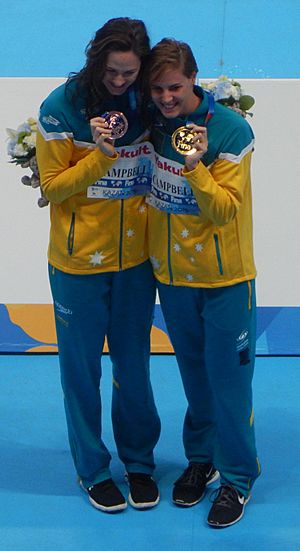 Kazan 2015 - Victory Ceremony Campbell sisters 100m freestyle