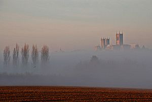 Lincoln Cathedral floating above the mist - geograph.org.uk - 639079
