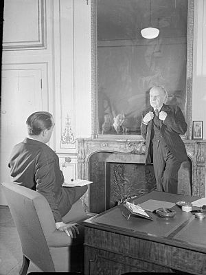 Lord Woolton Is Interviewed in London, England, UK, 1944 D18048