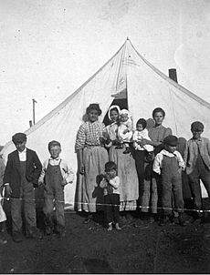 Ludlow striker family in front of tent