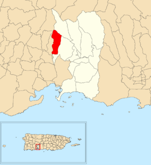 Location of Macaná within the municipality of Peñuelas shown in red