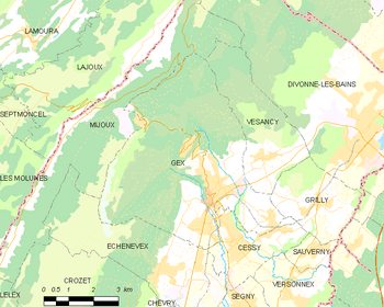 Map of the commune de Gex