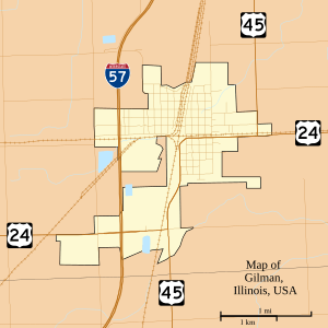 Map of Gilman, Illinois