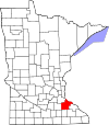 State map highlighting Goodhue County